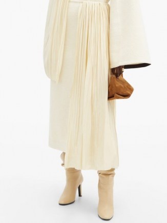 JIL SANDER Draped plissé-panel cotton-blend skirt ~ asymmetric panelled skirts