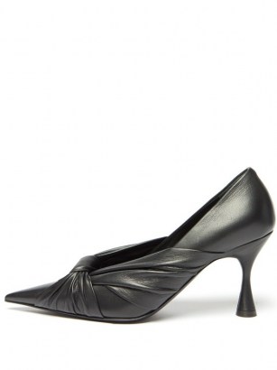 BALENCIAGA Drapy pointed wrapped-leather pumps ~ pointy front knot courts - flipped