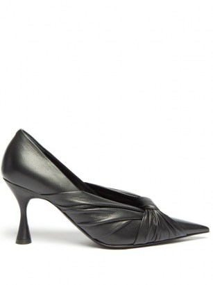 BALENCIAGA Drapy pointed wrapped-leather pumps ~ pointy front knot courts