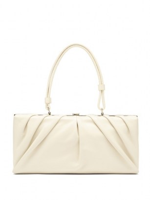STAUD East leather shoulder bag ~ cream gathered detail bags ~ elongated handbag ~ vintage style handbags - flipped
