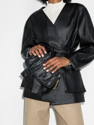 Elleme Vague woven leather shoulder bag | black chain link bags - flipped