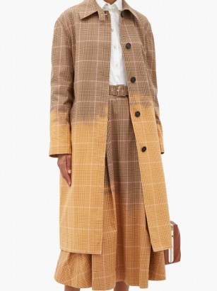 MSGM Faded checked single-breasted cotton trench coat | check print coats