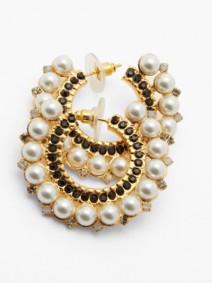 ERDEM Faux-pearl and crystal-embellished hoop earrings ~ glamorous hoops - flipped