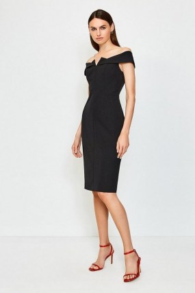 KAREN MILLEN Black Forever Bardot Dress Black / LBD / evening wardrobe essentials - flipped