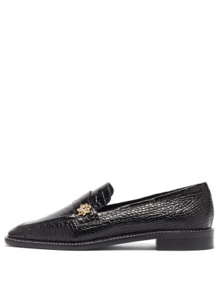 FABRIZIO VITI Forever crocodile-effect leather loafers ~ black croc embossed loafer - flipped