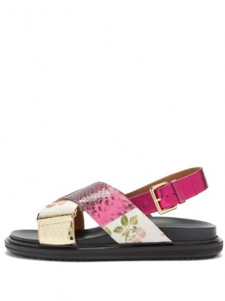 MARNI Fussbett patchwork leather sandals - flipped