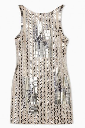 TOPSHOP Geometric Embellished Mini Dress / shimmering metallic dresses / glittering party fashion - flipped