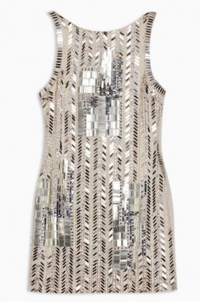 TOPSHOP Geometric Embellished Mini Dress / shimmering metallic dresses / glittering party fashion