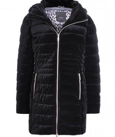 GEOX Felyxa Long Quilted Jacket ~ stretch velvet winter coats - flipped