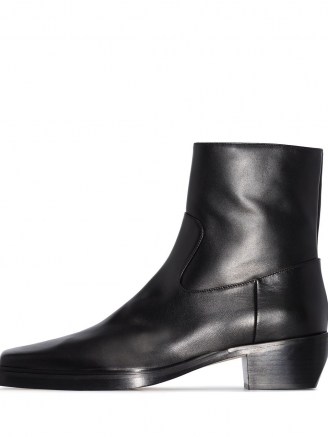 Gia Couture x Pernille Teisbaek 60mm black leather ankle boots / cuban heels - flipped