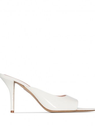 Gia Couture x Pernille Teisbaek Perni 04 85mm mules white / pointed peep toe mule / patent leather open back shoes
