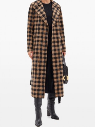 HARRIS WHARF LONDON Gingham wool-blend trench coat | brown and black checked winter coats