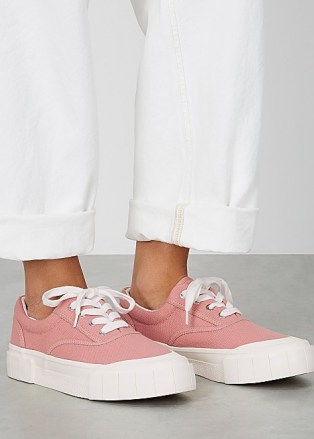 GOOD NEWS Opal pink canvas sneakers ~ chunky sole trainers ~ sport luxe footwear - flipped