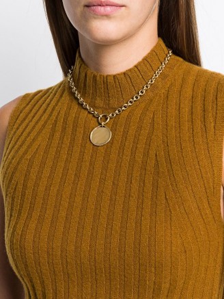 Goossens Talisman medal pendant necklace ~ chunky chain gold tone necklaces ~ round pendants ~ statement jewellery - flipped