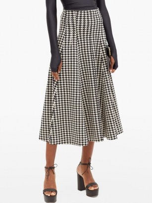 NORMA KAMALI Grace houndstooth-print flared jersey skirt | black and white checked skirts