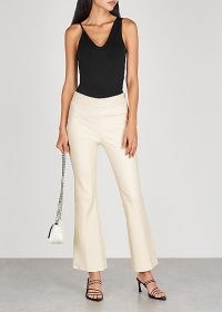 HELMUT LANG Ecru flared-leg leather trousers ~ luxe flares