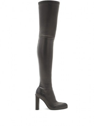 ALEXANDER MCQUEEN High-rise leather boots ~ black thigh high block heel boot