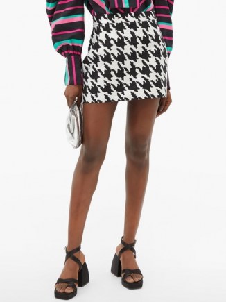 ELZINGA Houndstooth-jacquard mini skirt | short length dogtooth print skirts - flipped