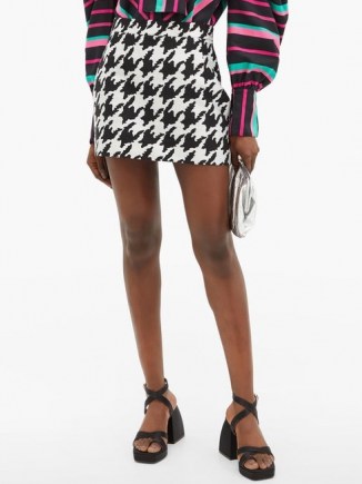 ELZINGA Houndstooth-jacquard mini skirt | short length dogtooth print skirts