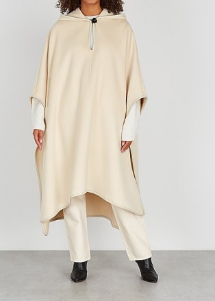ISABEL MARANT Eowyn cream hooded wool-blend poncho / neutral longline ponchos / autumn outerwear