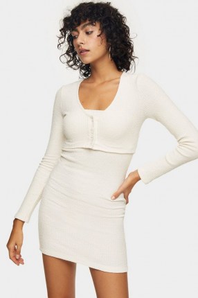 Topshop Ivory Ribbed Cardigan Mini Dress | knitted dresses