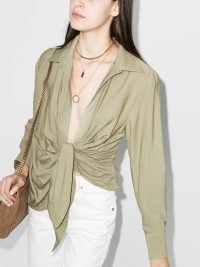Jacquemus Bahia tie front blouse in green