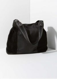 MINT VELVET Jane Black Stud Shoulder Bag | studded strap bags