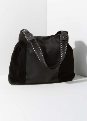 MINT VELVET Jane Black Stud Shoulder Bag | studded strap bags