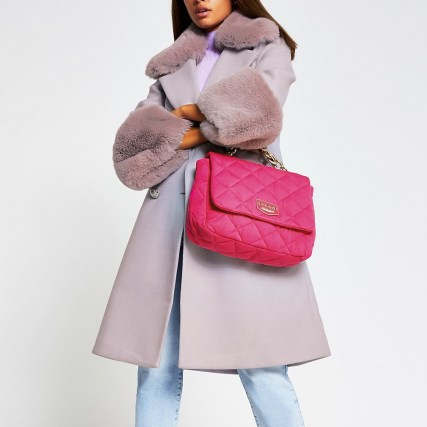 River Island Jersey Quilted Underarm Shoulder Bag | bright pink flap bags