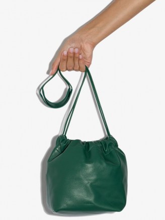 Jil Sander drawstring crossbody bag in green / leather cross body bags - flipped