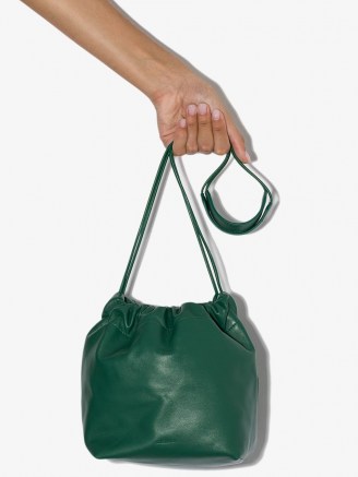 Jil Sander drawstring crossbody bag in green / leather cross body bags