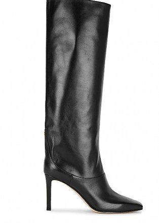 JIMMY CHOO Mahesa 85 black leather knee high boots / square toe high heel boot / footwear