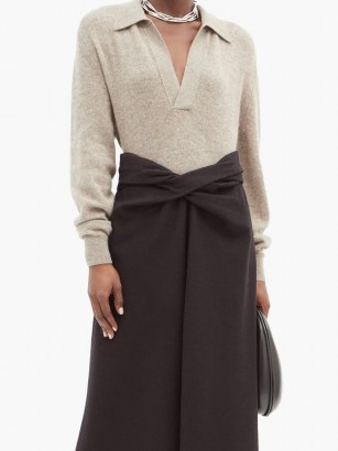 KHAITE Jo V-neck cashmere-blend sweater | luxe sweaters | luxury knits | knitwear - flipped