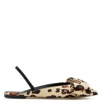 Olivia Palermo leopard print bow front flat shoes, GIUSEPPE ZANOTTI Johanna silk slingback flats, on Instagram, 30 August 2020 | celebrity social media style | footwear