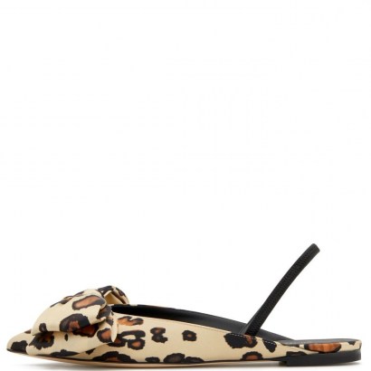 Olivia Palermo leopard print bow front flat shoes, GIUSEPPE ZANOTTI Johanna silk slingback flats, on Instagram, 30 August 2020 | celebrity social media style | footwear - flipped