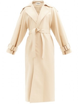 KHAITE Libby cotton trench coat | luxe waist tie coats | luxury cream outerwear - flipped