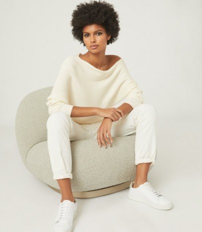 REISS LORNA ASYMMETRIC KNITTED TOP WHITE - flipped