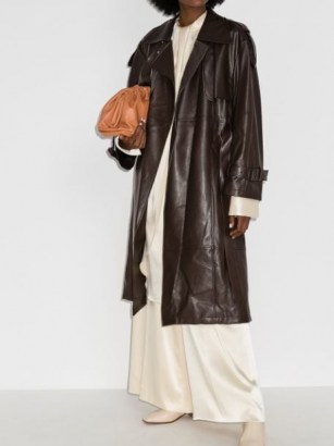 Low Classic leather trench coat – chocolate brown coats – luxe outerwear - flipped