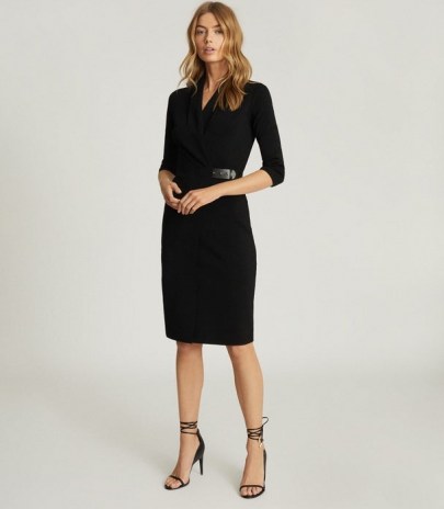 REISS LUISA KNITTED WRAP DRESS BLACK ~ wardrobe essential ~ lbd
