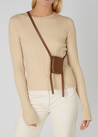 LUTZ MORRIS Norman mini brown leather cross-body bag ~ small contemporary crossbody bags - flipped