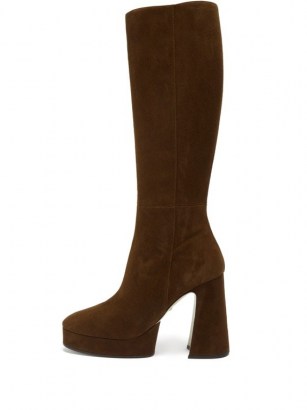 GUCCI Madame suede platform knee-high boots | brown retro platforms | vintage style winter footwear - flipped