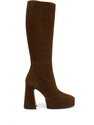 GUCCI Madame suede platform knee-high boots | brown retro platforms | vintage style winter footwear