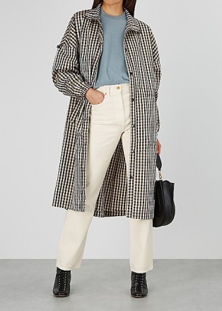 MADS NØRGAARD Chapella checked shell coat / funnel neck coats / autumn outerwear - flipped