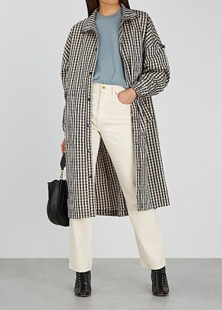 MADS NØRGAARD Chapella checked shell coat / funnel neck coats / autumn outerwear
