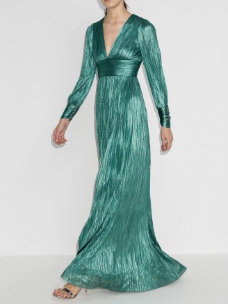 Maria Lucia Hohan Lidia pleated gown / green silk gowns - flipped