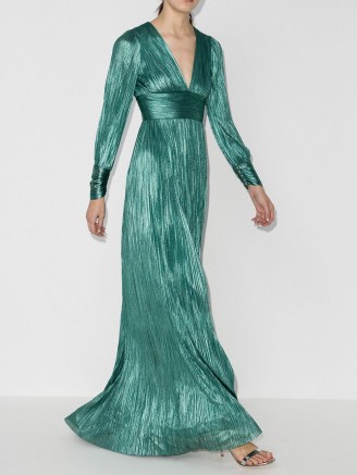 Maria Lucia Hohan Lidia pleated gown / green silk gowns