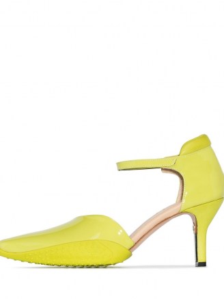 Marine Serre pointed-toe 50mm rubber sole pumps in yellow - flipped