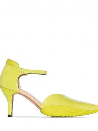 Marine Serre pointed-toe 50mm rubber sole pumps in yellow