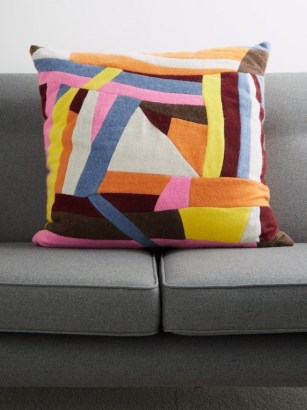 THE ELDER STATESMAN Maze abstract-stripe cashmere cushion cover ~ multicoloured cushion covers ~ soft furnishings for the home - flipped