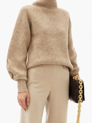 ALTUZARRA Merle roll-neck wool-blend sweater | luxury neutral knits | balloon sleeve high neck sweaters | designer jumpers